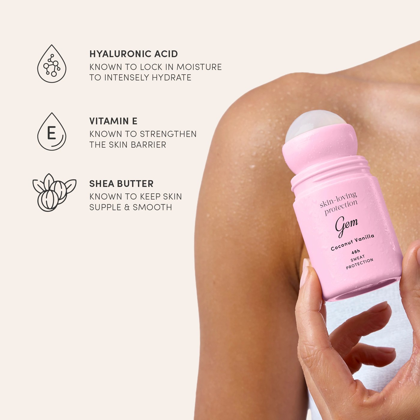 Gem Skin Loving Roll on Deodorant 50ml - Coconut & Vanilla 5 of 5