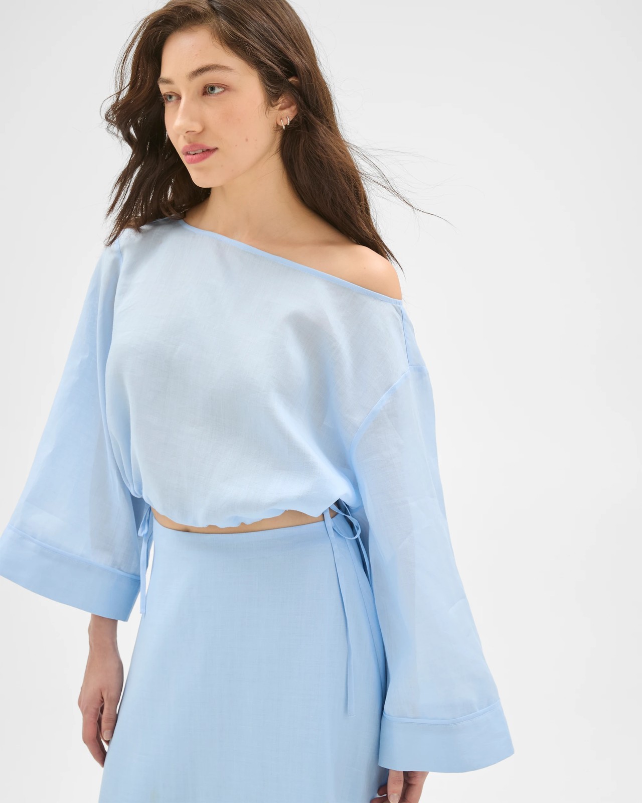 Lily Loves Ramie Off Shoulder Top - Coastal Blue 5 of 5