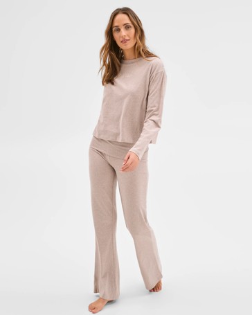 Lily Loves Australian Cotton Folded Waist Flare Leg Sleep Pants