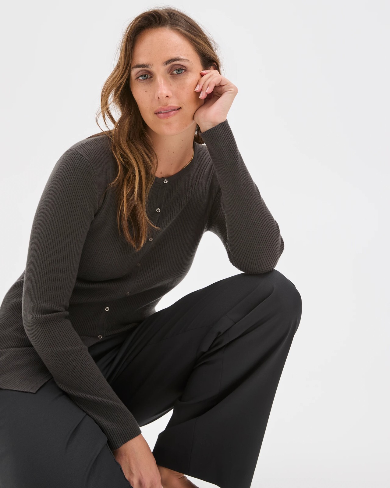 Preview Long Sleeve Button Detail Knit Top 4 of 5