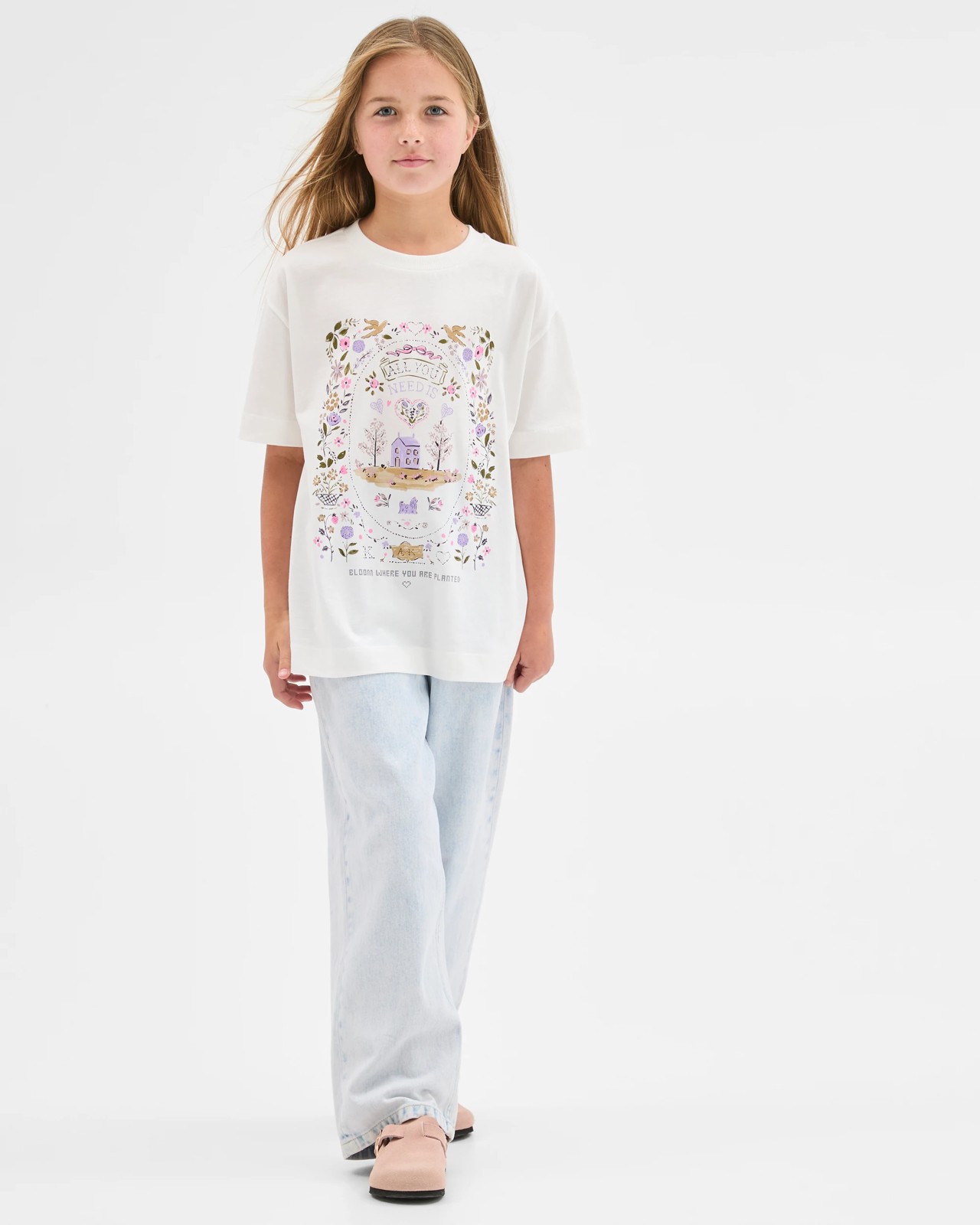 Australian Cotton Longline Print T-Shirt - Cottage Cream 3 of 5