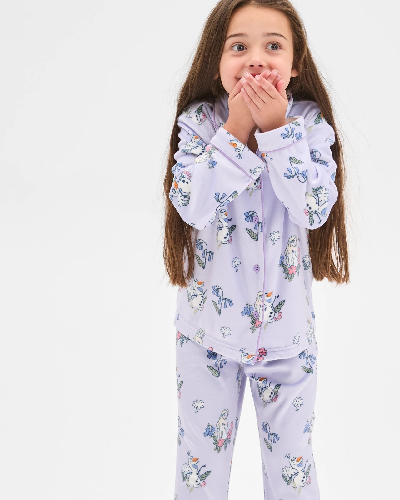 Disney Frozen Younger Girls Button Through Fleece Pyjama Set 3 of 5