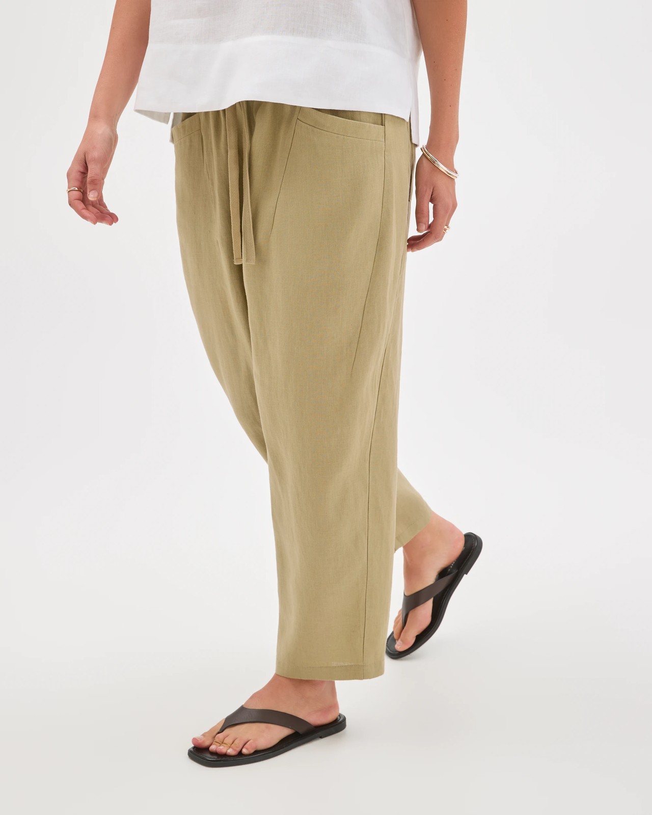 European Linen Tapered Pants - Crushed Leaf 5 of 6