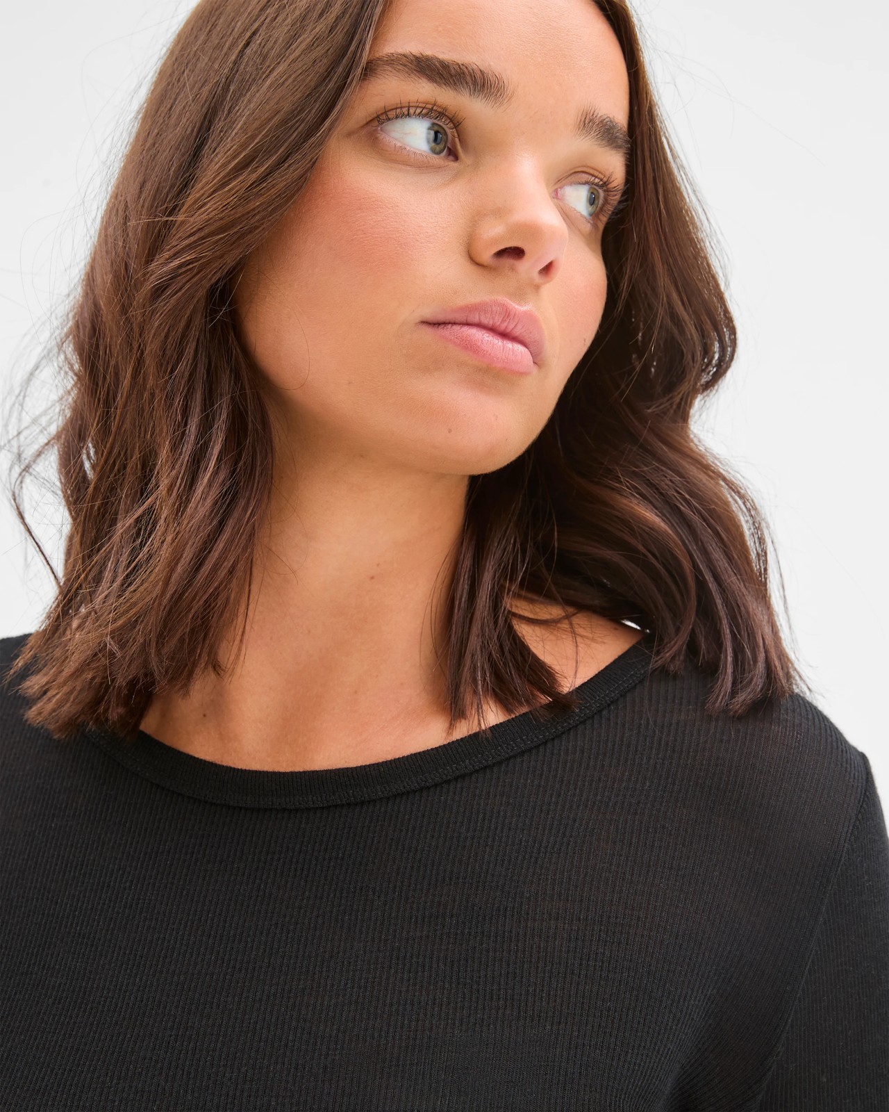 Merino Wool Blend Long Sleeve Thermal Top - Black 4 of 5