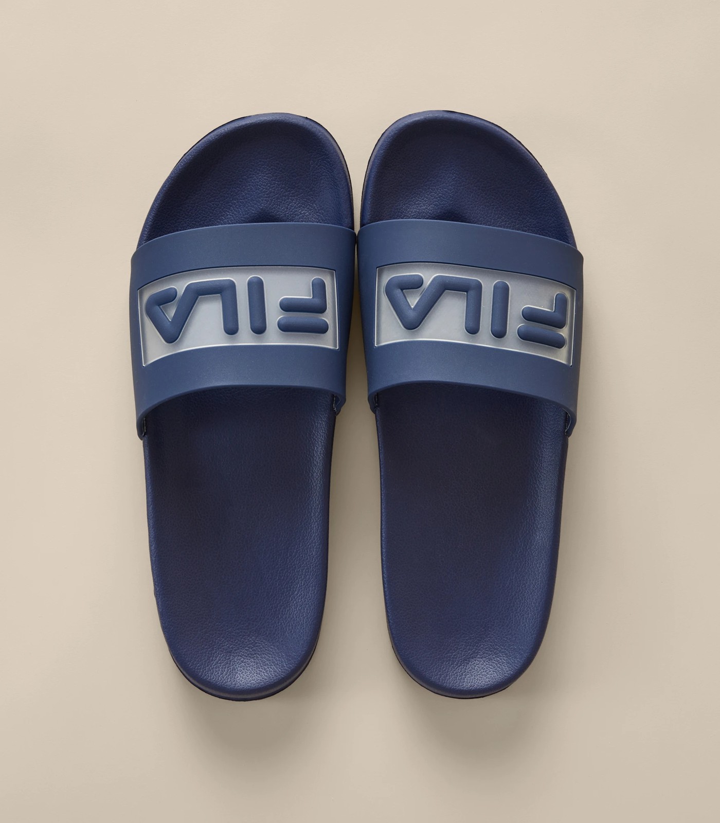 Navy blue shop fila slides