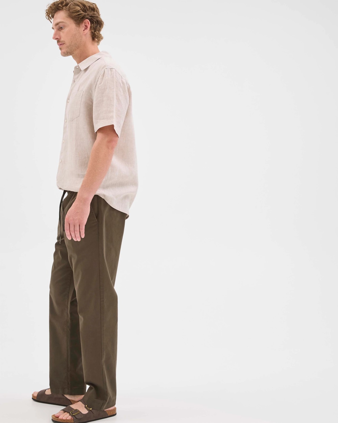 Australian Cotton Elastic Waistband Chino Pants - Dark Olive 5 of 5