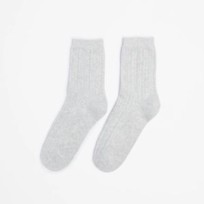 Australian Cotton Blend Embossed Cable Knit 3/4 Crew Socks product image