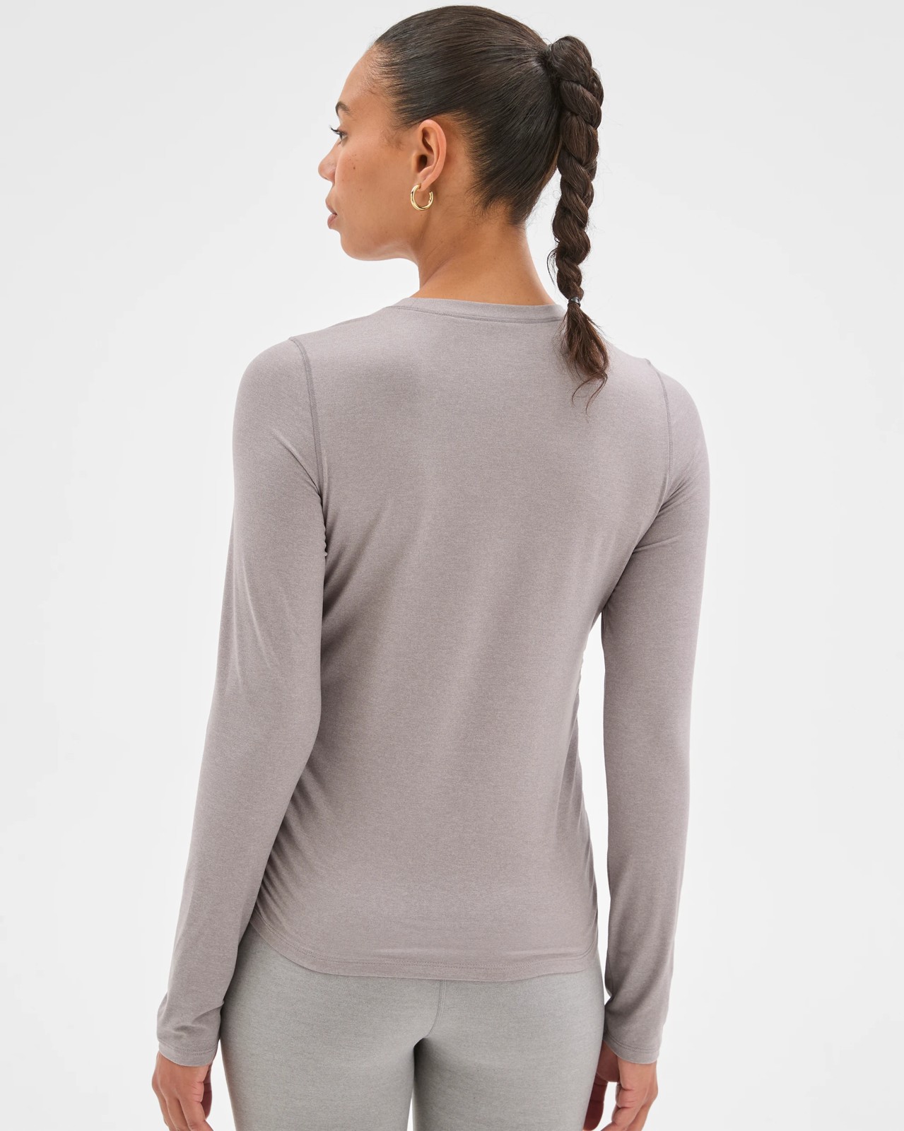 Active Studio Luxe Long Sleeve Ruched Top - Silver Marle 6 of 6