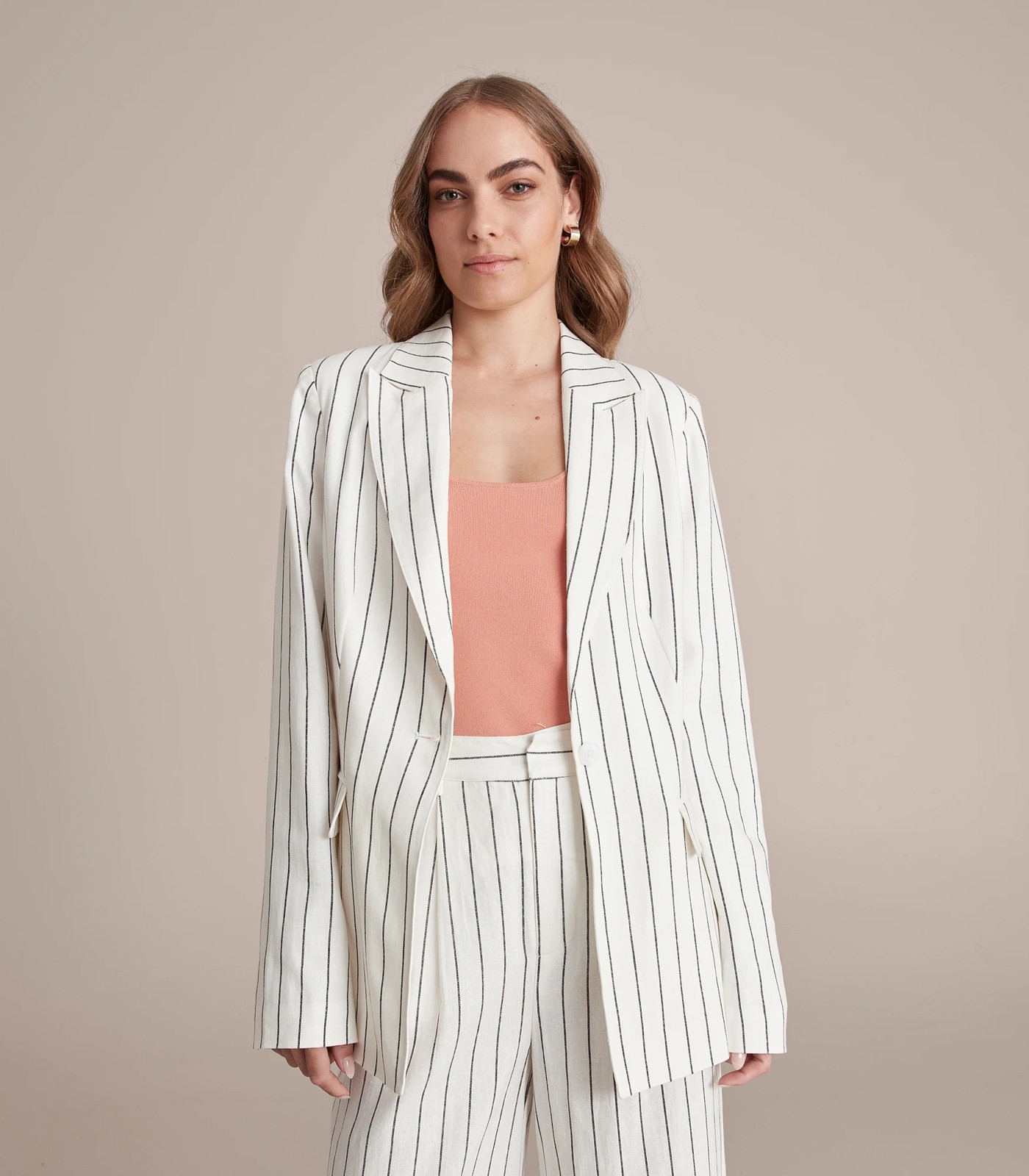 Pinstripe white blazer sale