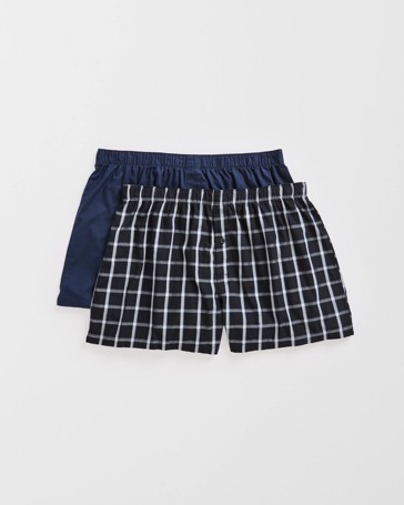 Maxx Plus Size 2 Pack Woven Boxer Shorts