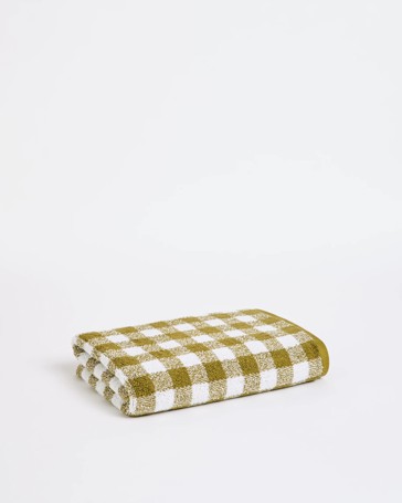 Georgie Australian Cotton Gingham Bath Towel - Avocado