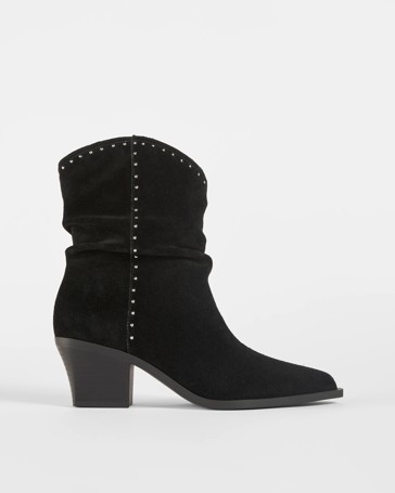 Genuine Suede Leather Studded Ankle Boot - Tayla