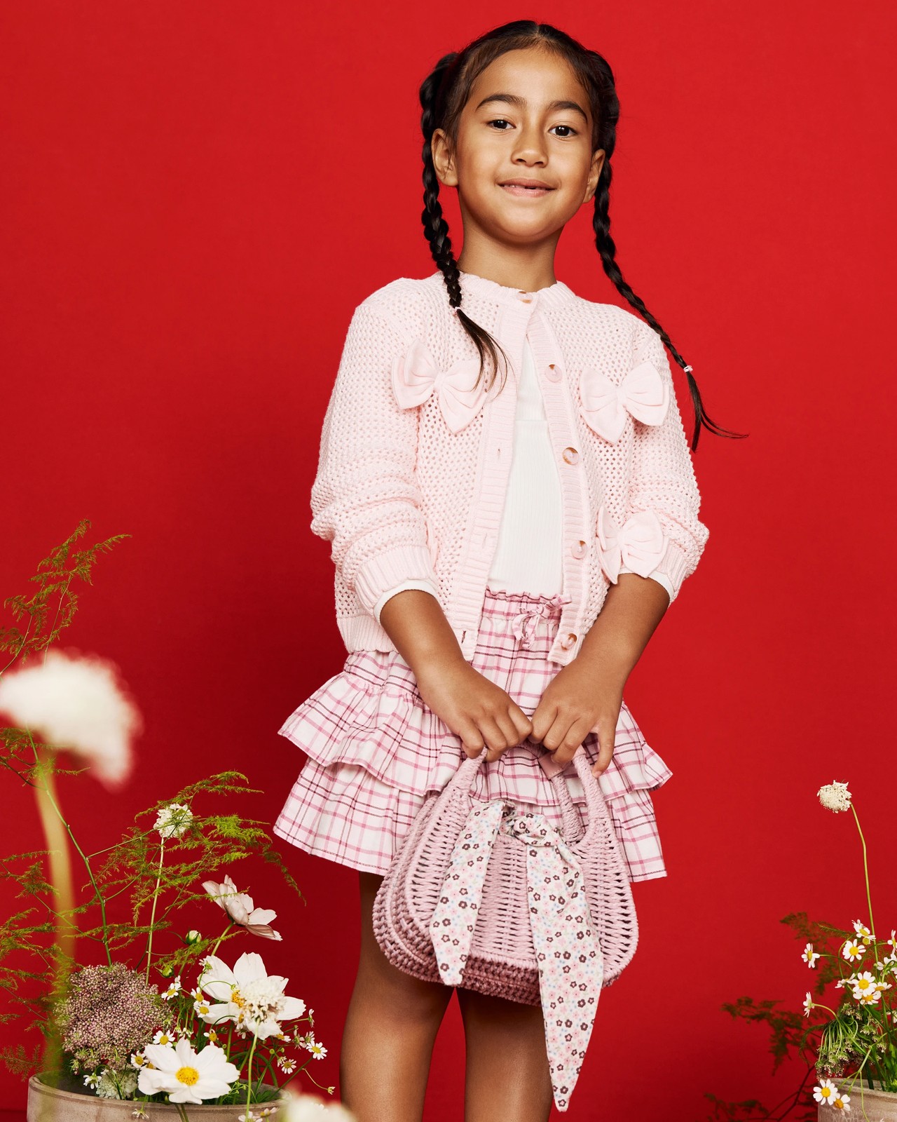 Kids Paper Straw Floral Basket Bag 3 of 3