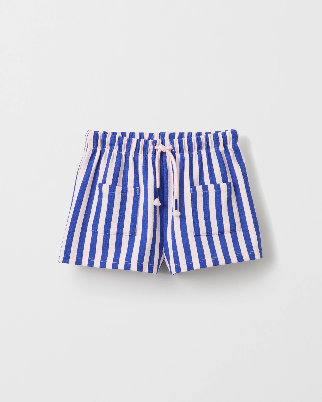 Australian Cotton Blend Fashion Knit Shorts - Blue Pink Stripe 5 of 6