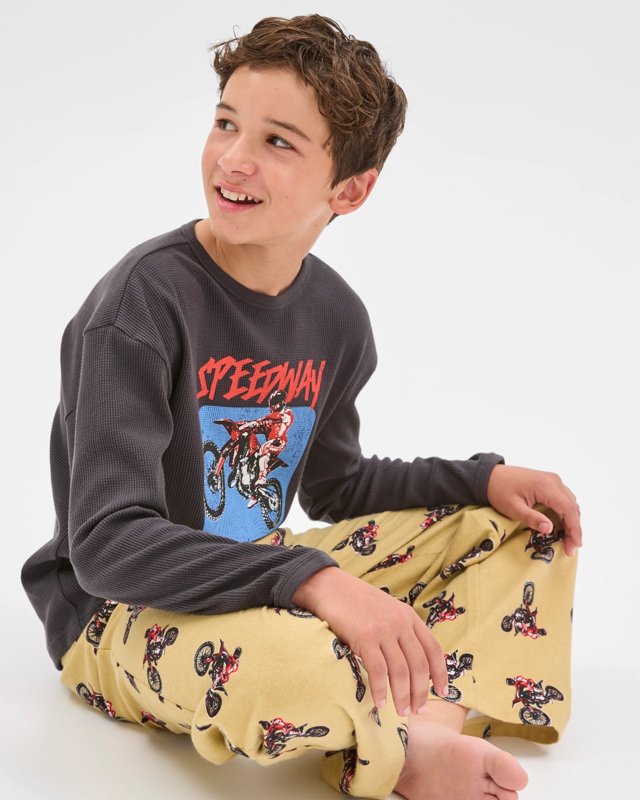 Australian Cotton Older Boys Flannel Pyjama Set - Motorbike 4 of 5