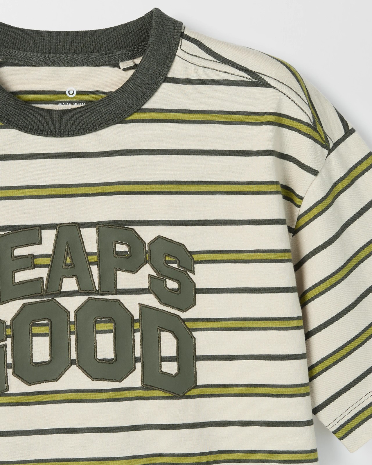Australian Cotton Blend Stripe T-Shirt - Olive 2 of 2