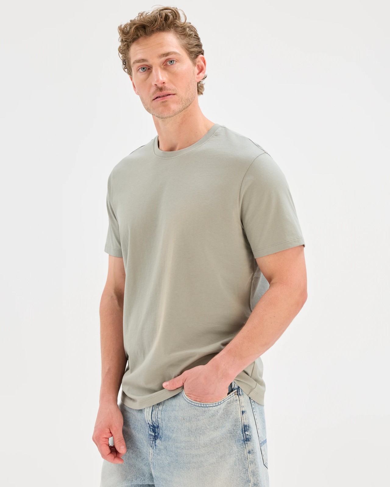 Australian Cotton Crew Neck T-Shirt - Forest Fog 2 of 6