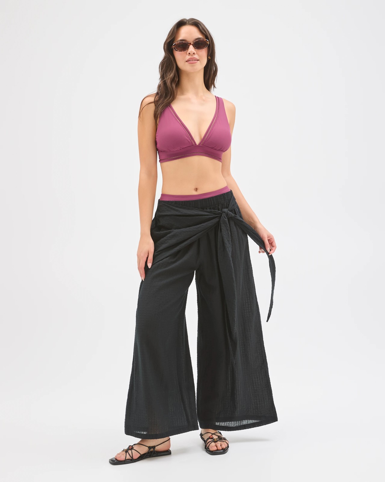 Shape Your Body Resort Ladder Trim V Neck Matte Micro Swim Bikini Top - Fig 2 of 6