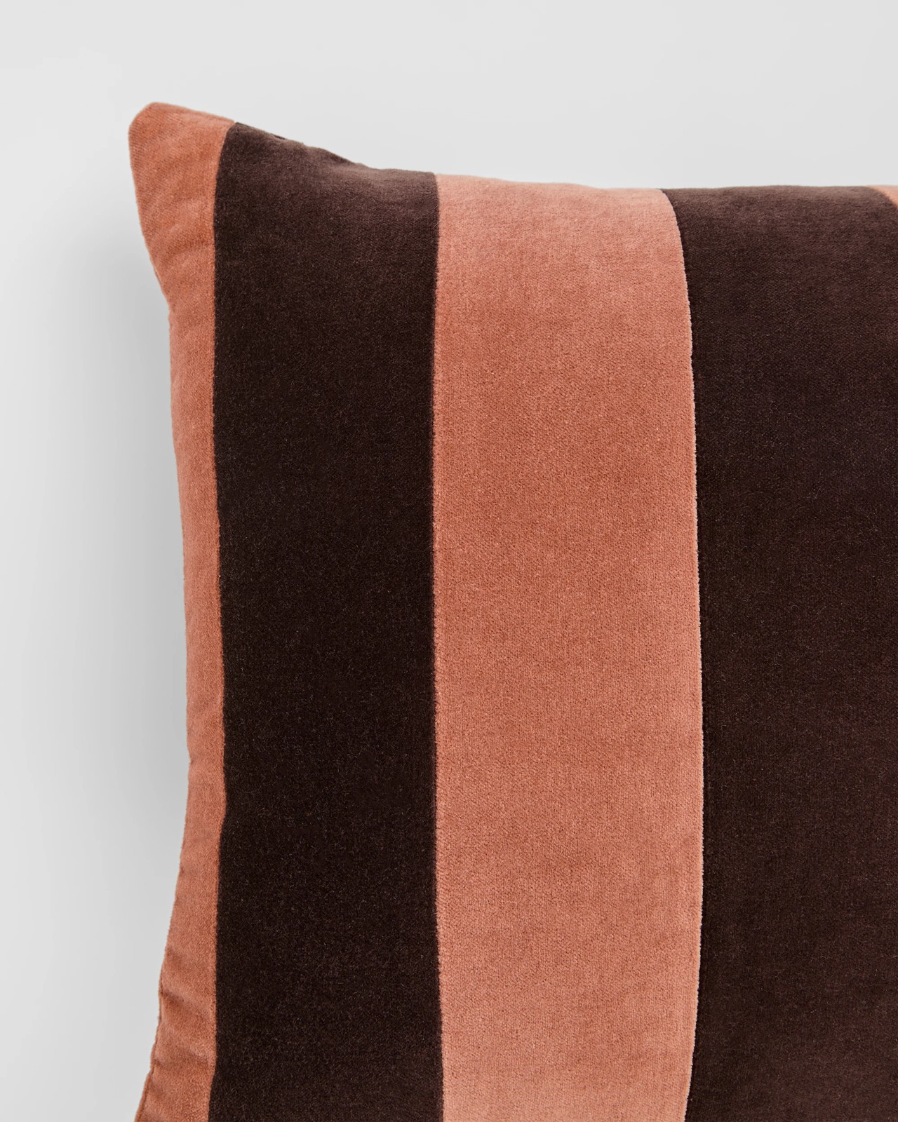 Lacy Velvet Stripe Cushion - Chocolate 2 of 2