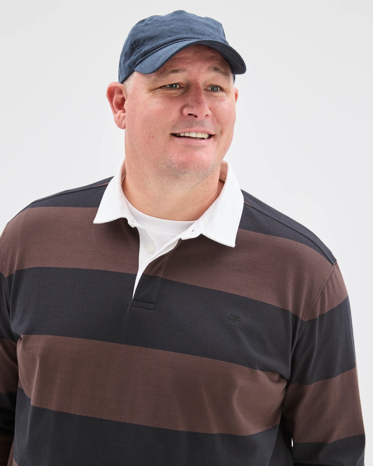 Plus Size Australian Cotton Long Sleeve Rugby Polo Top - Choc Black 5 of 6