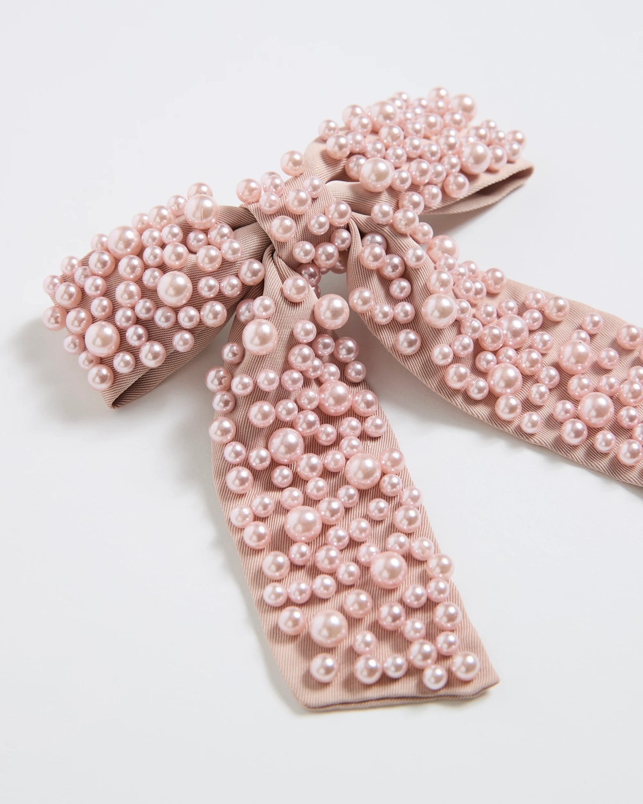 Faux Pearl Bow Barrette Hair Clip - Pink 2 of 2