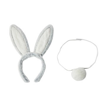 Grey Bunny Ears and Tail Set - Anko