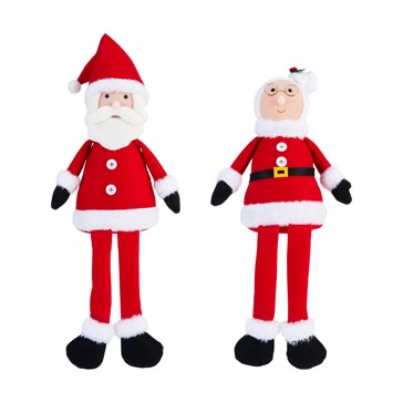 Sitting Santa or Mrs. Claus, Assorted - Anko