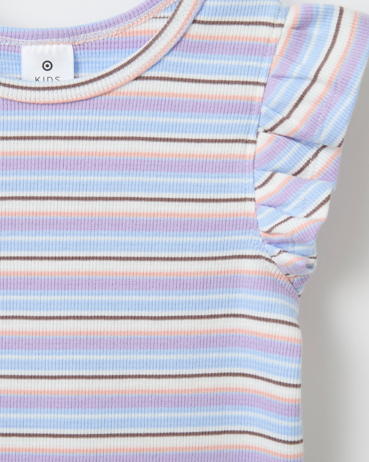 Australian Cotton Ruffle Sleeve Rib Tank Top - Blue 2 of 2