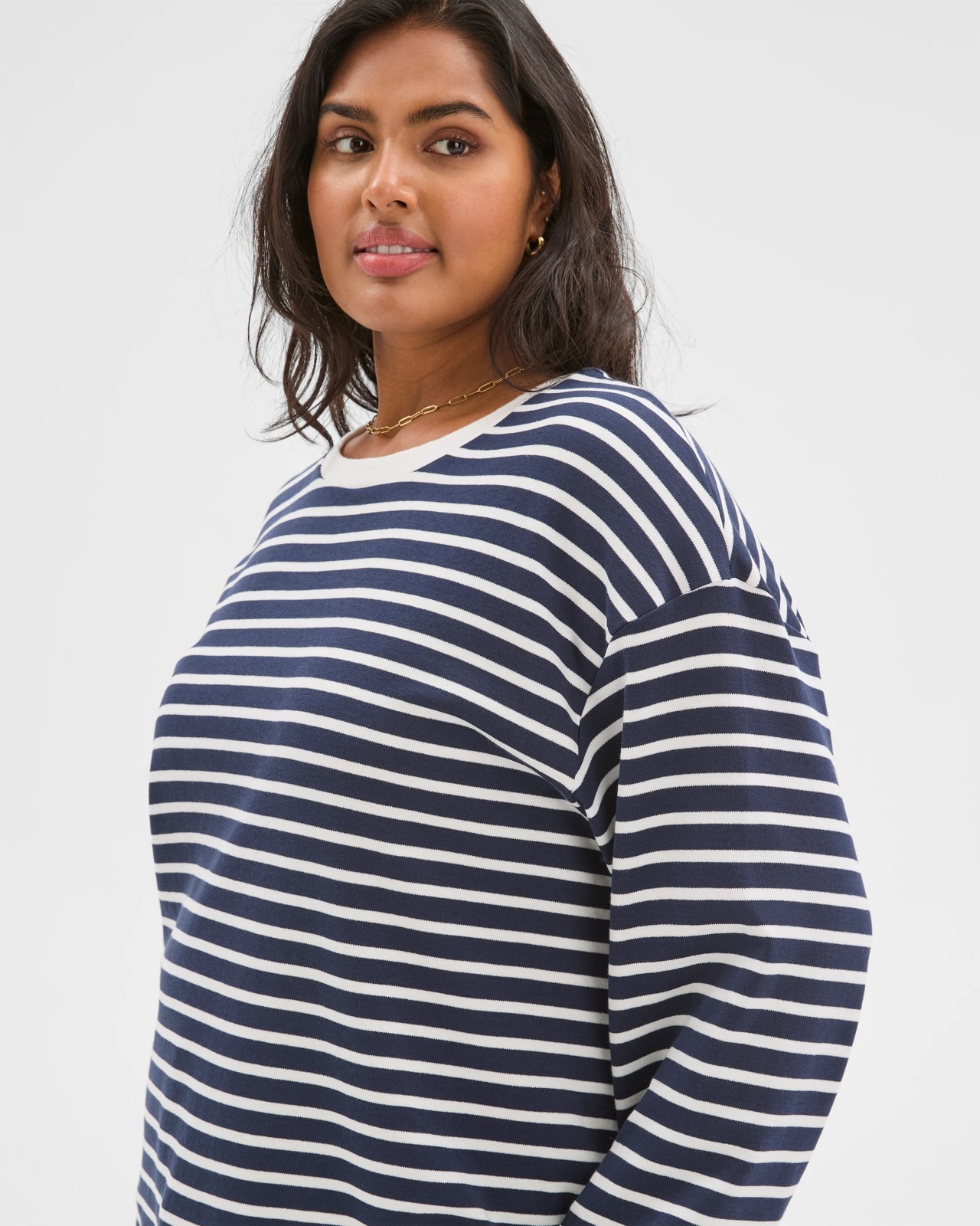 Plus Size Australian Cotton Long Sleeve Stripe Top 5 of 5