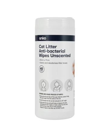 Anko 40 Piece Cat Litter Anti-bacterial Wipes