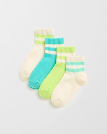 Maxx Australian Cotton Blend 4 Pack Boys Quarter Crew Socks