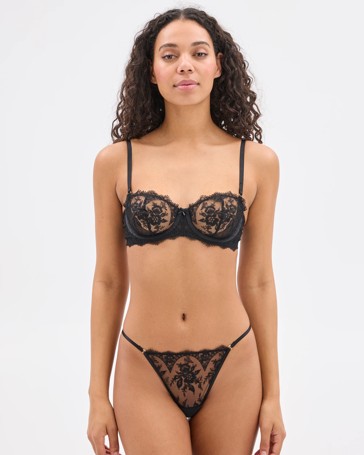 Womens Dove Embroidered Lace Underwire Balconette Bra