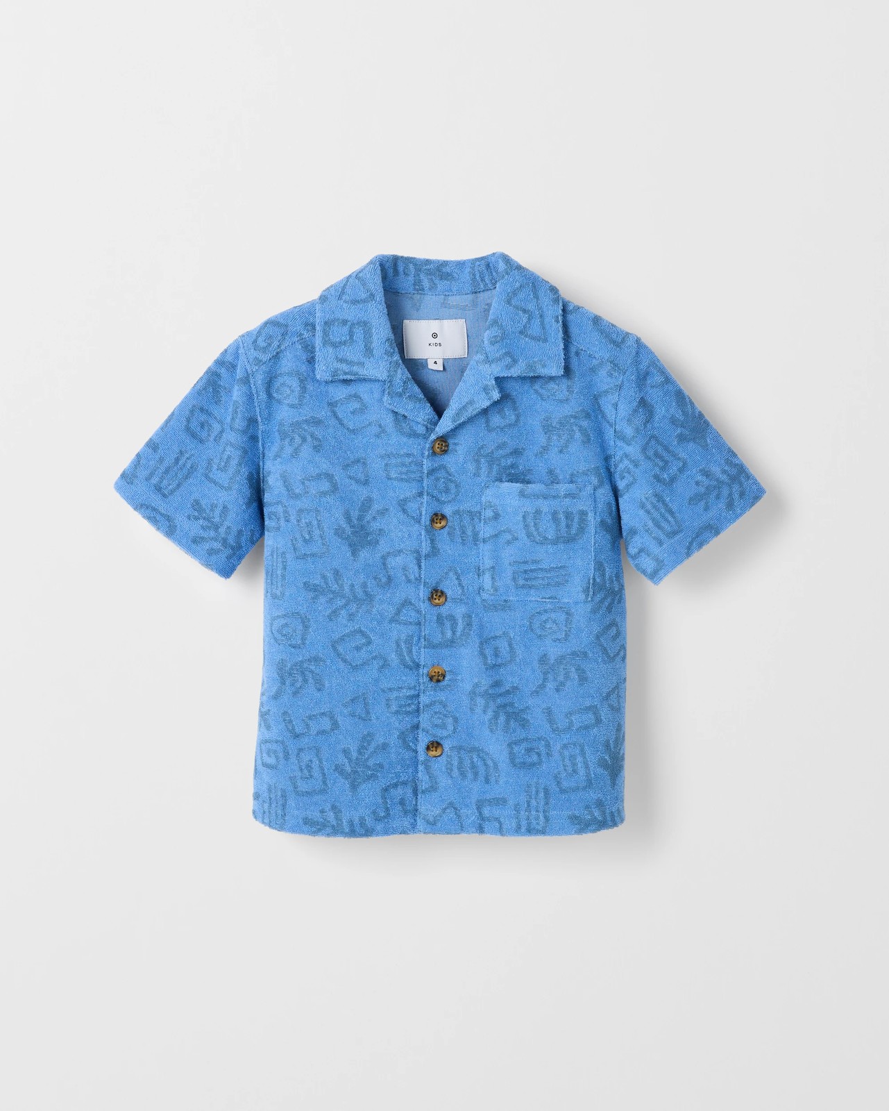 Australian Cotton Blend Short Sleeve Terry Shirt - Blue 5 of 6