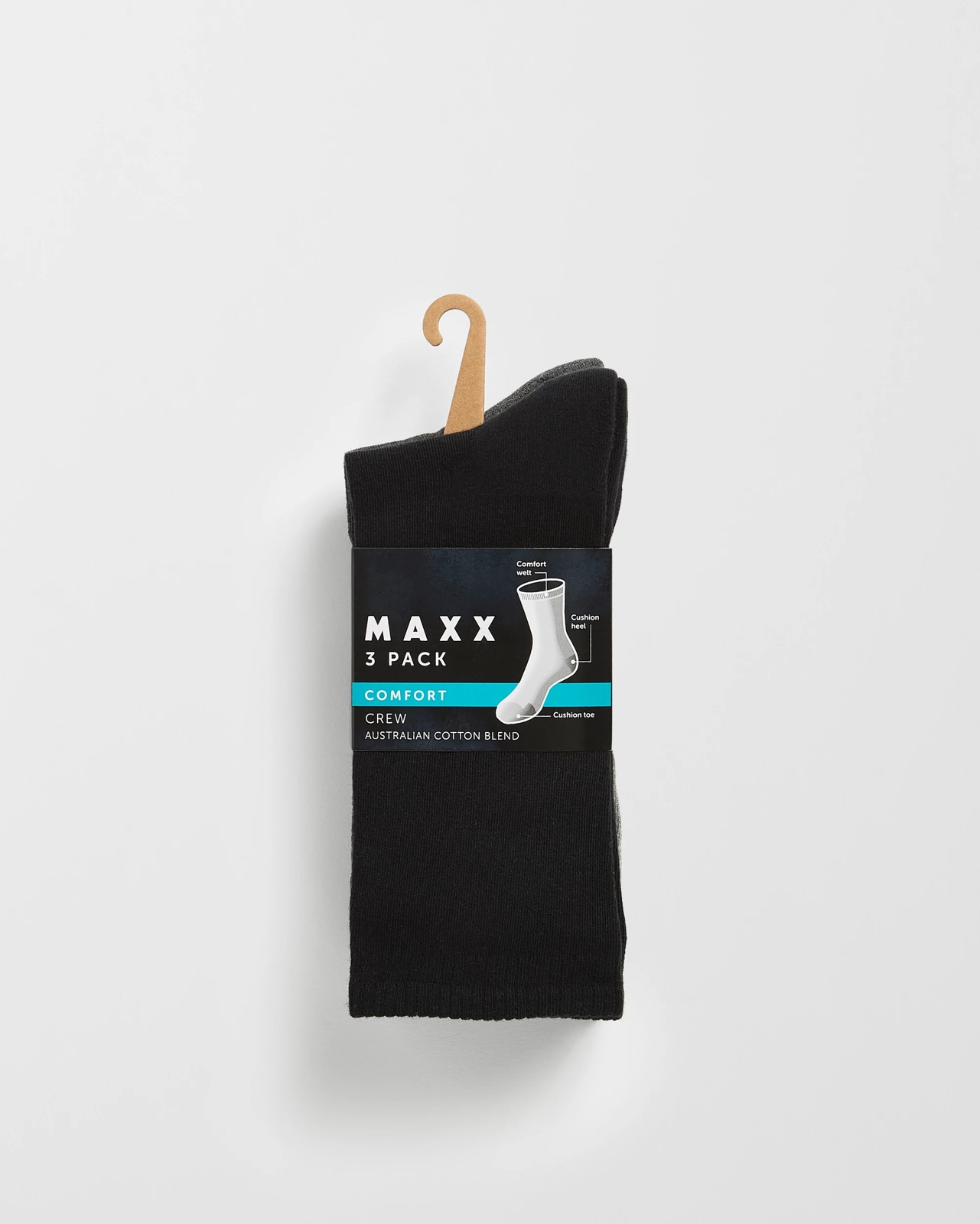 Maxx Australian Cotton Blend 3 Pack Comfort Socks 3 of 3