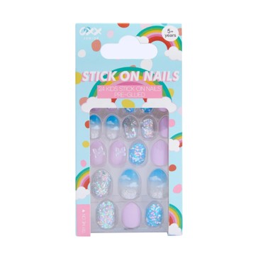 24 Pack Kids Pre-Glued Stick-On Nails, Chunky Glitter and 3D Butterfly - OXX Junior