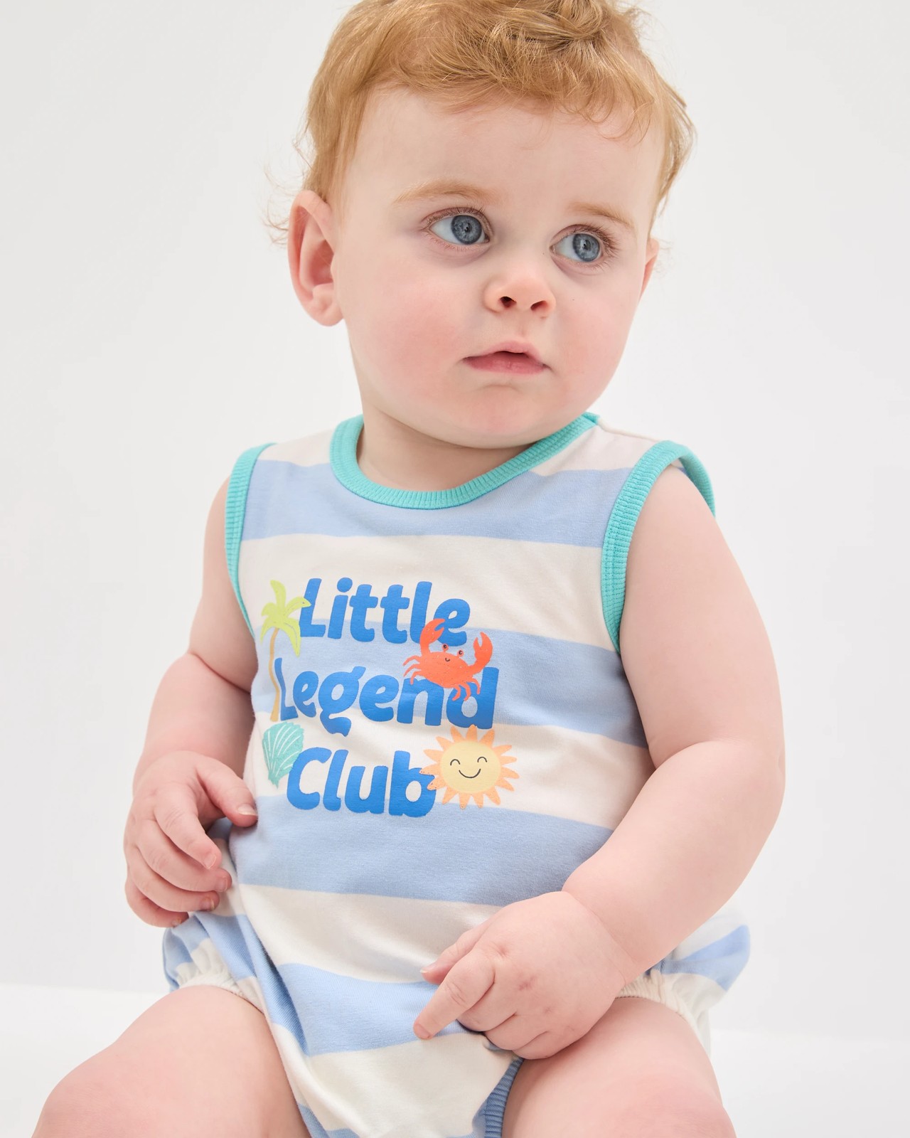 Baby Organic Cotton Sleeveless Bubble Bodysuit - Blue Legend Stripe 3 of 5