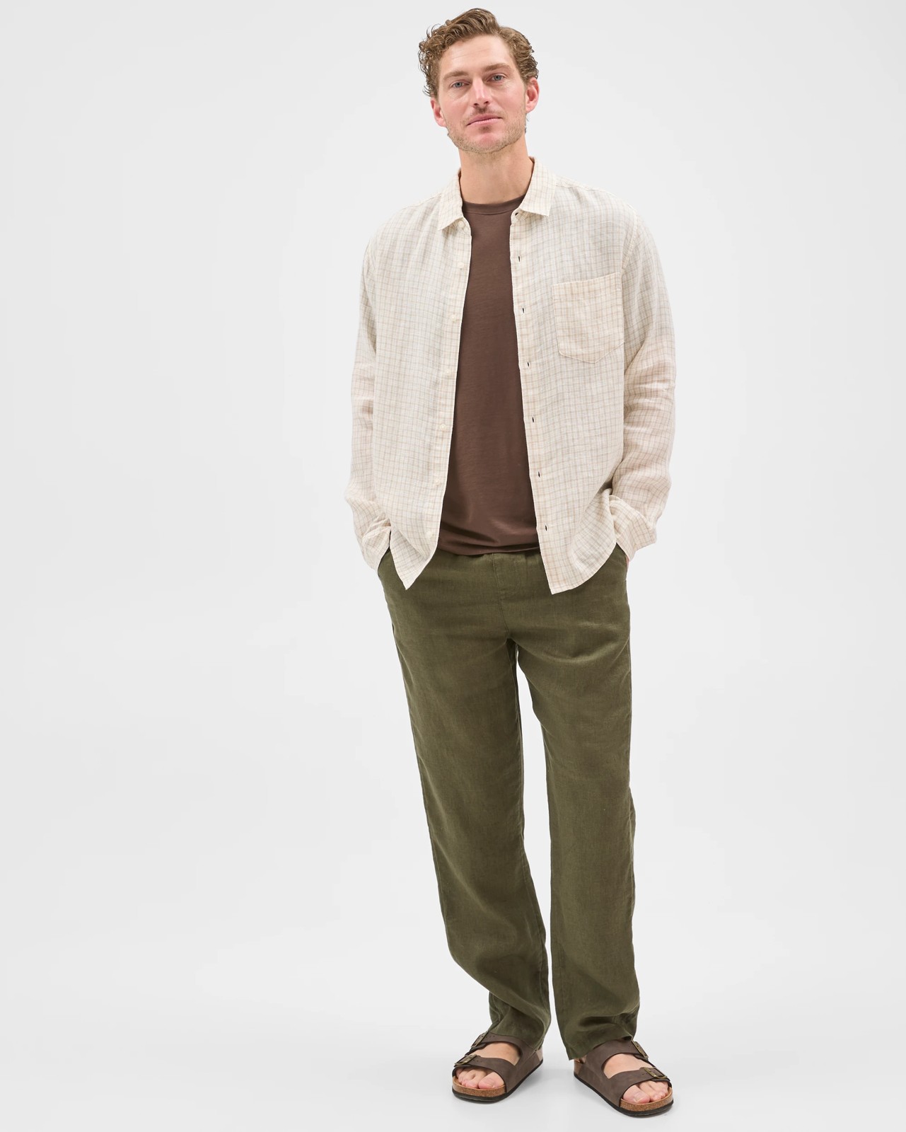 European Linen Long Sleeve Check Shirt 2 of 5