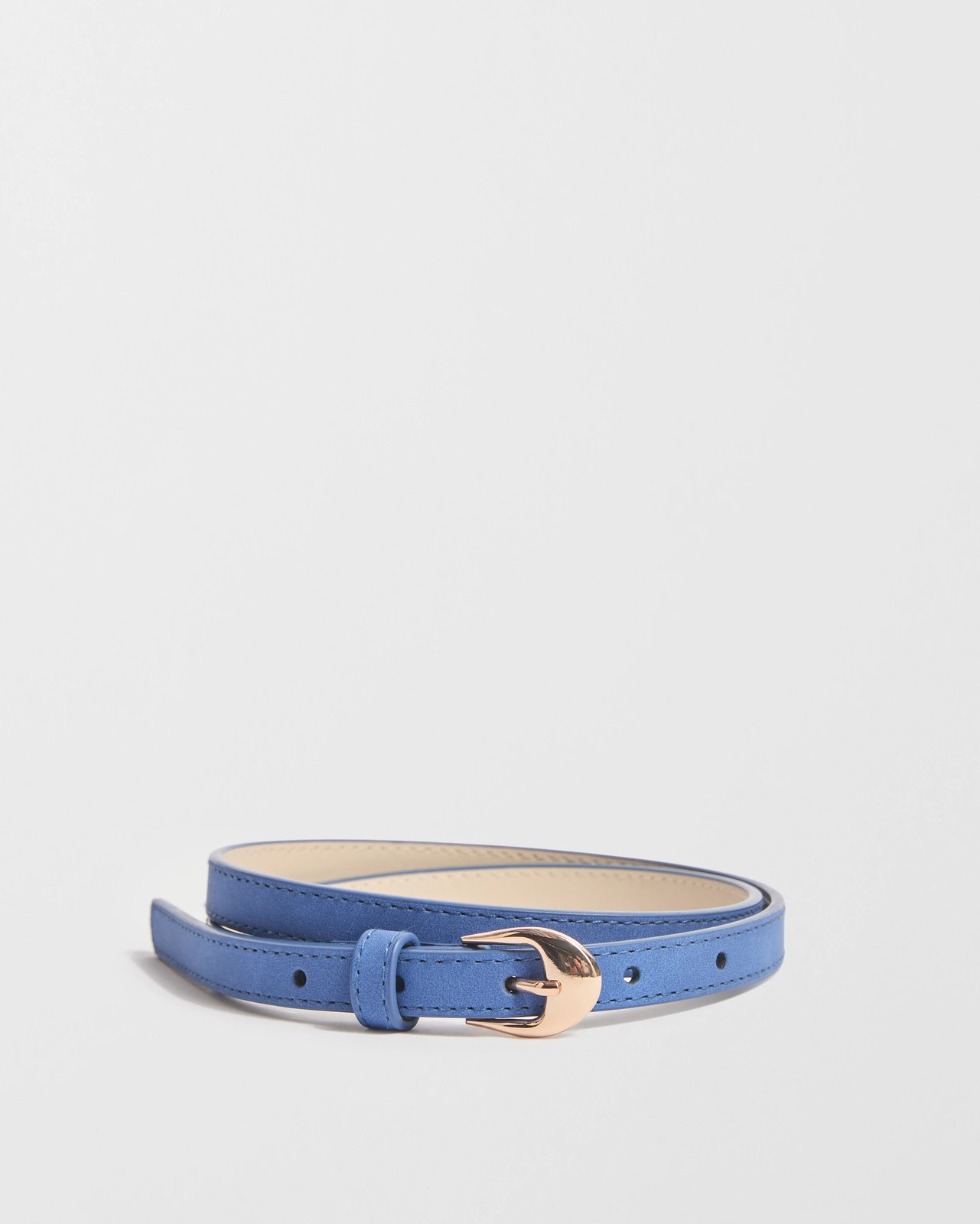 2 Pack Faux Suede Slim Belts - Red + Blue 2 of 5