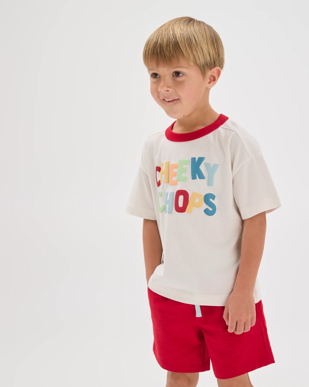 Australian Cotton T-Shirt and Shorts 2 Piece Set - Red + White 2 of 6