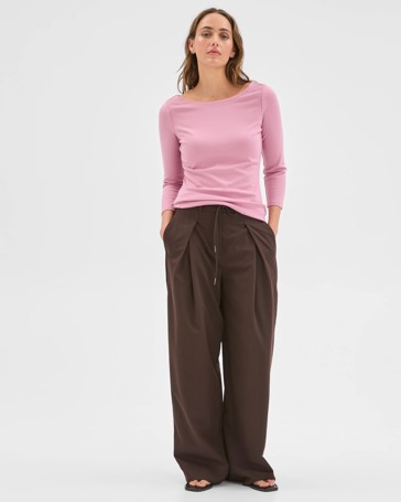 Preview 3/4 Sleeve Boat Neck Ponte T-Shirt