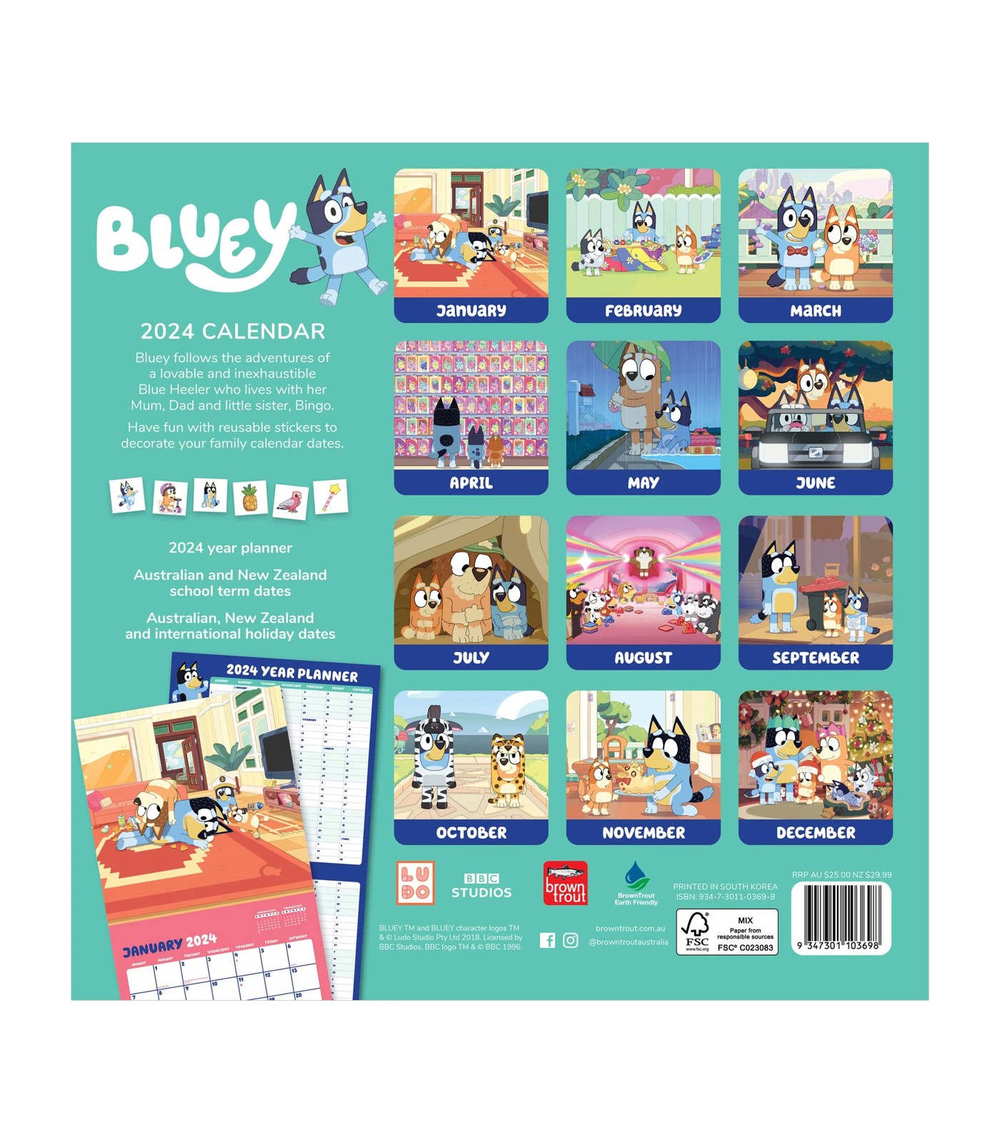 Buy Bluey Family Planner Calendar 2024