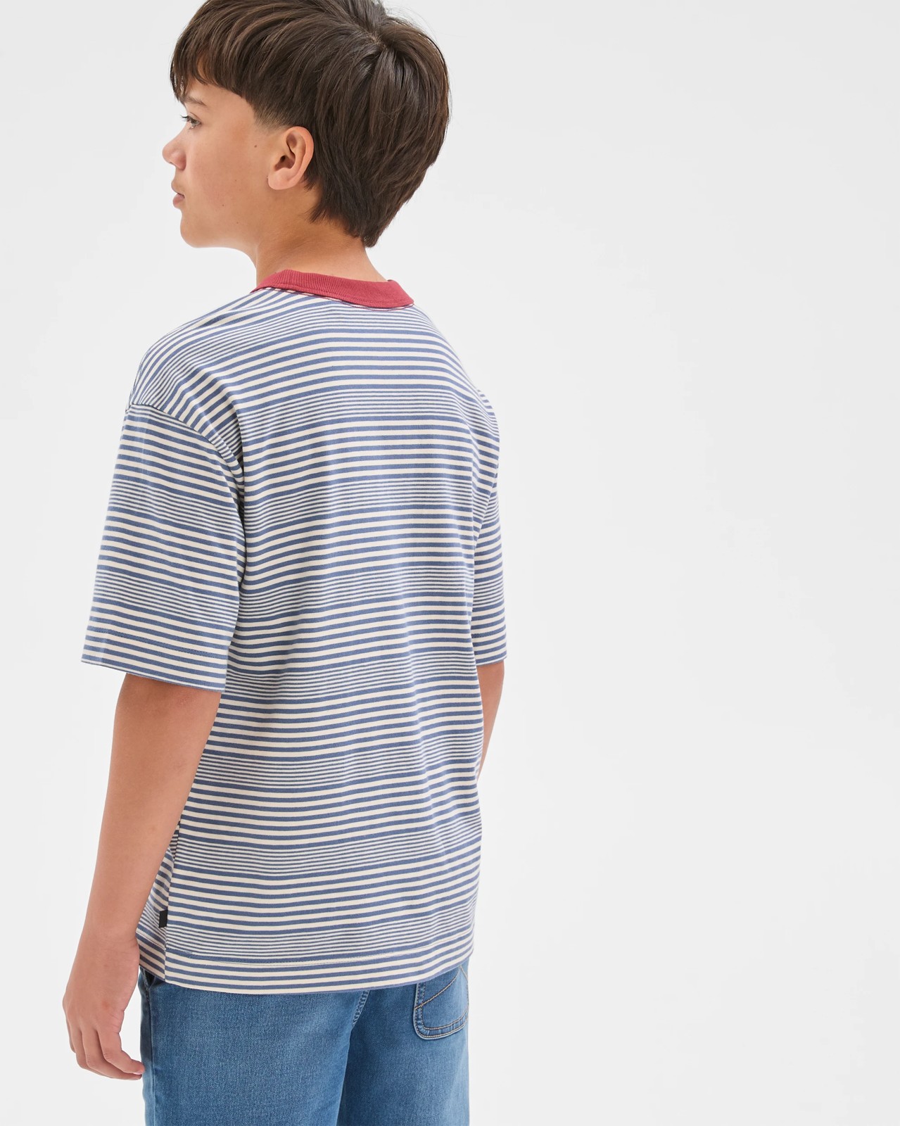 Australian Cotton Oversized Striped T-Shirt - Navy 4 of 6