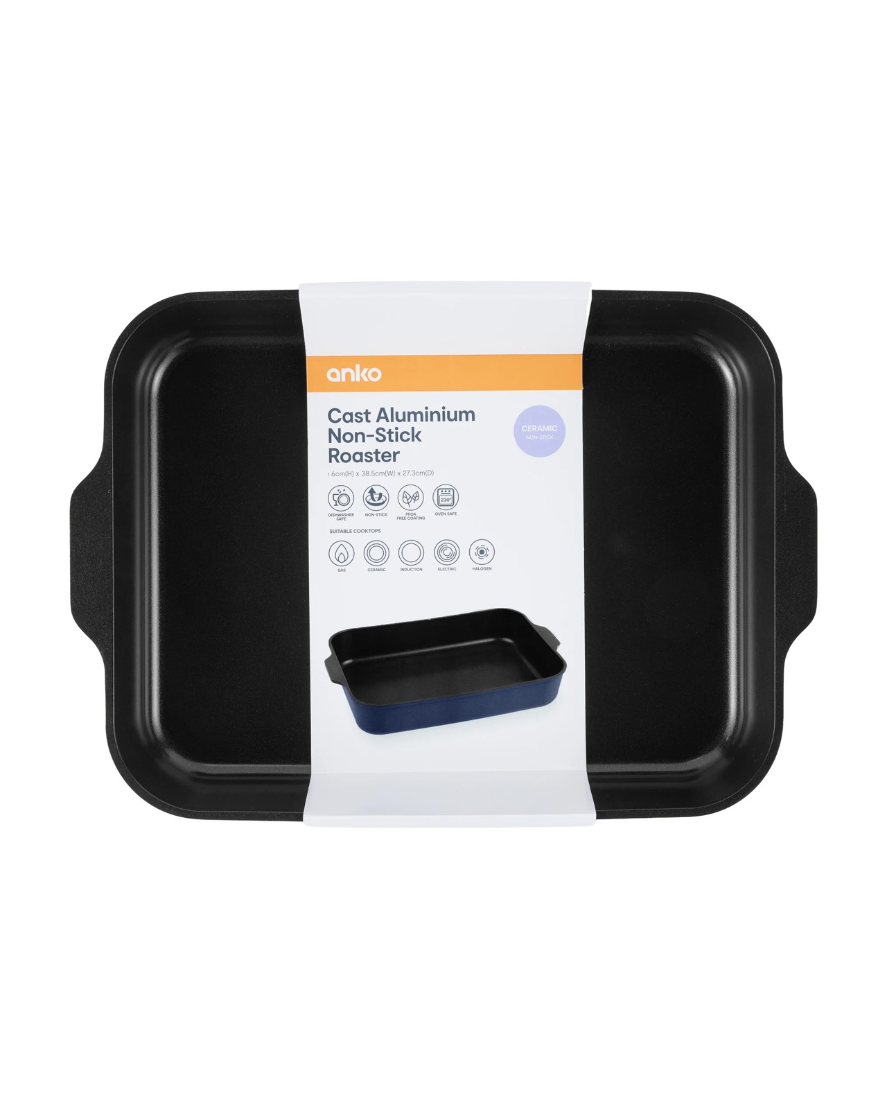 Anko Cast Aluminium Non-Stick Roaster - Blue 2 of 3