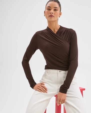 Lily Loves Long Sleeve Crossover Drape Top