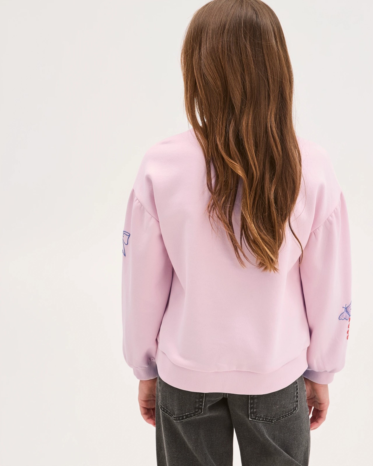 Australian Cotton Blend Balloon Sleeve Fleece Sweat Top - Pink 5 of 5