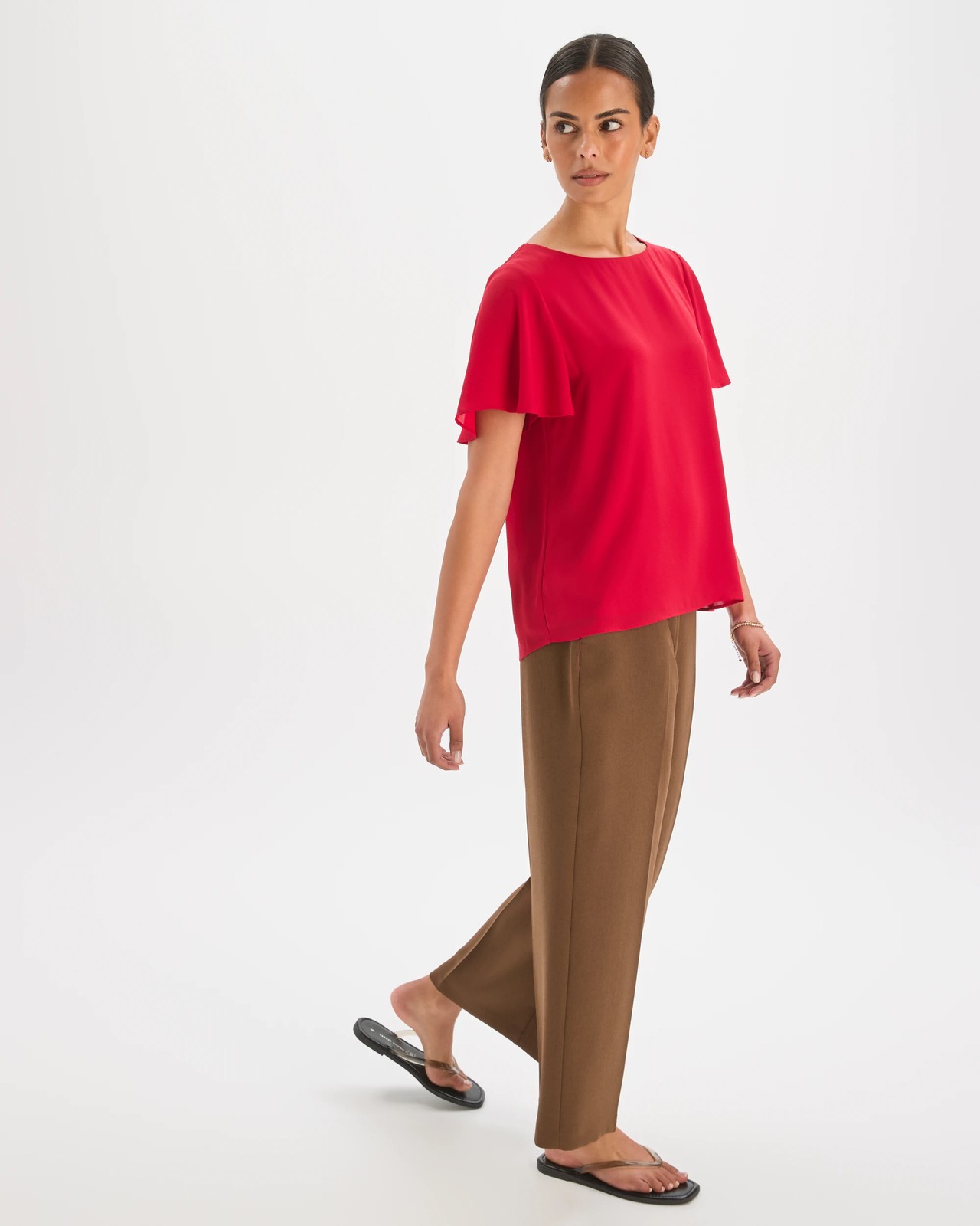 Preview Ella Crew Neck Blouse - Scarlet Red 4 of 6