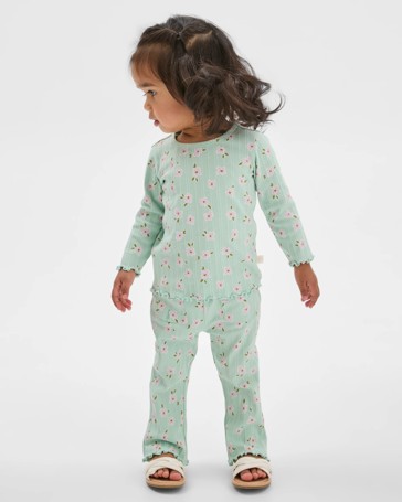 Baby Organic Cotton Ribbed Pocket Front Flare Leggings