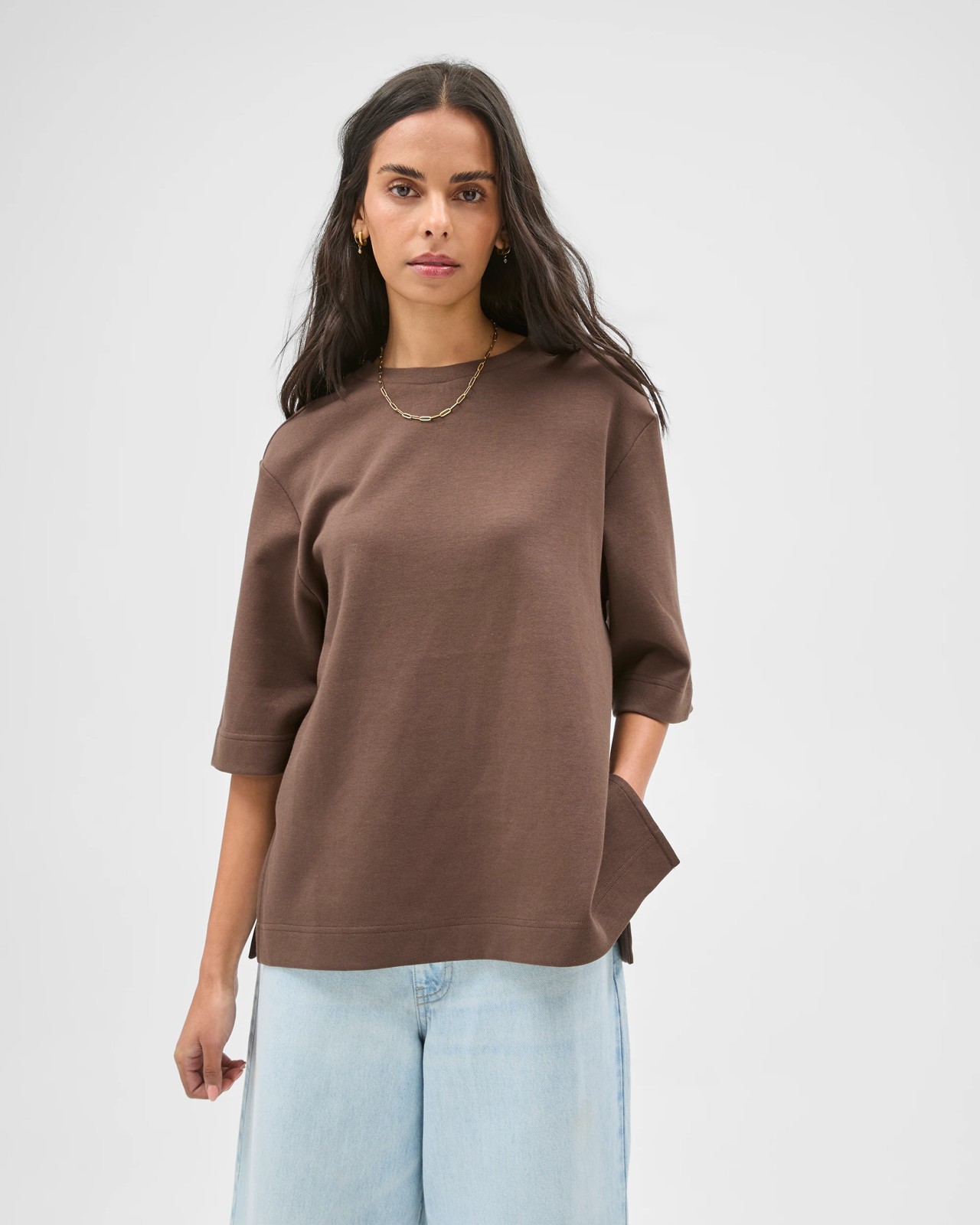 Australian Cotton Blend Oversized T-Shirt - Coffee Bean 4 of 5