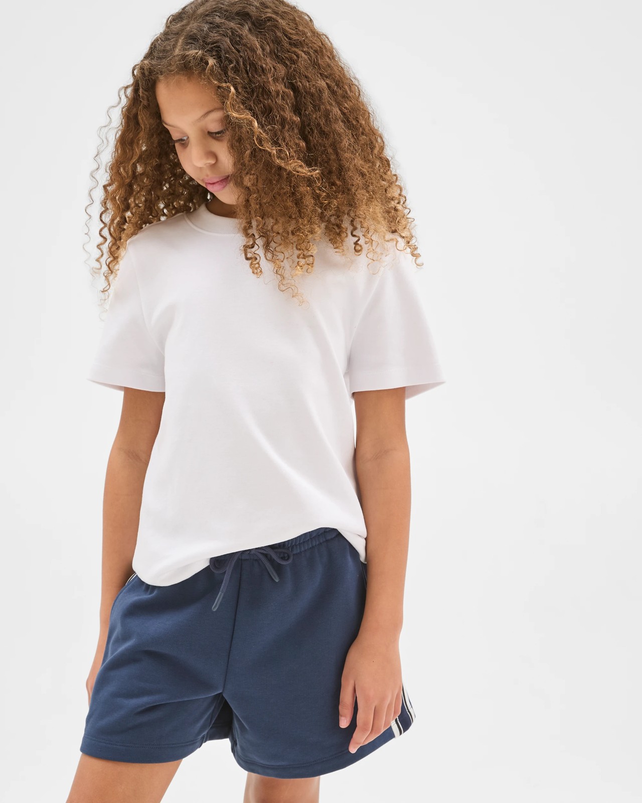 Australian Cotton Blend Side Stripe Fleece Shorts - Navy 4 of 6