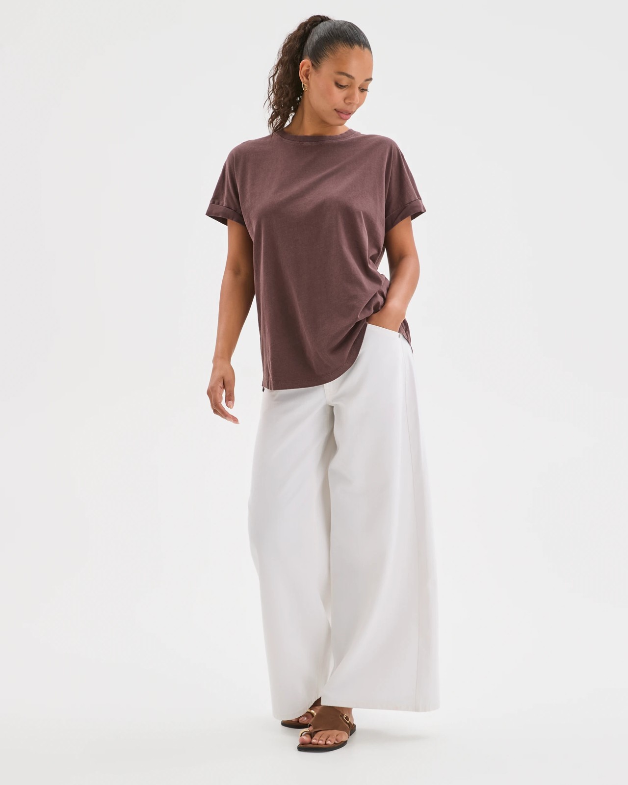 Australian Cotton Oversized Boxy T-Shirt - Chocolate Plum 2 of 6